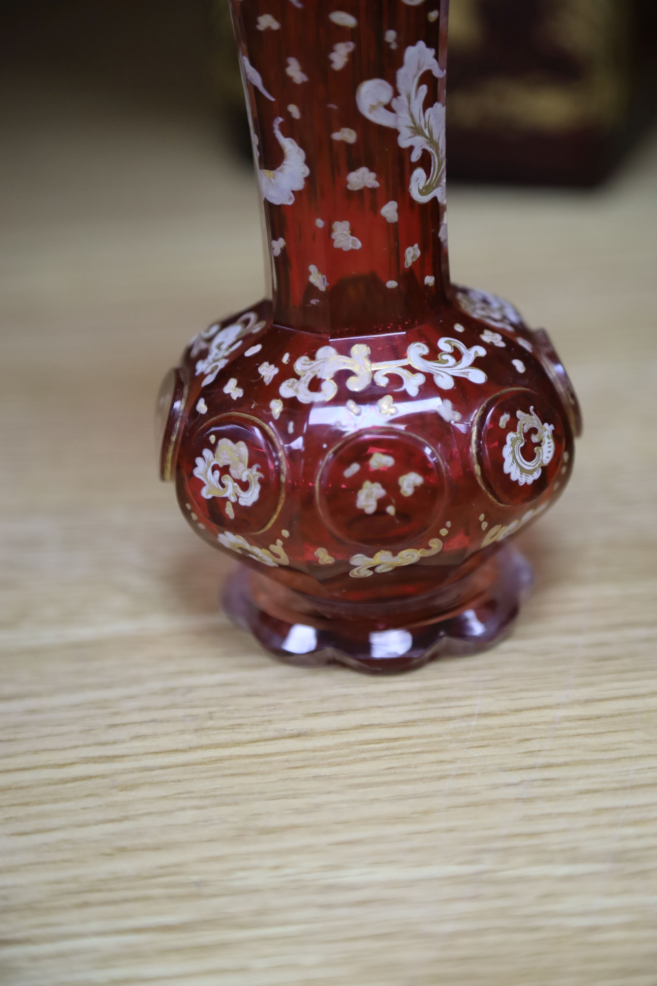 A group of 19th century Bohemian gilt-decorated ruby glassware etc.